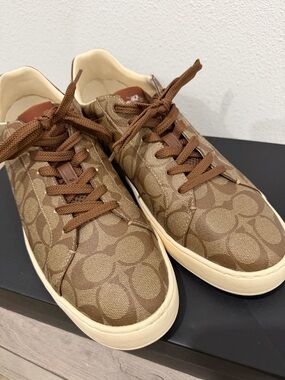 Coach Brown Signature Canvas Low-Top Sneakers